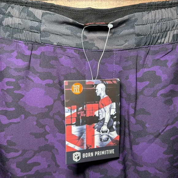 New Born Primitive Training Shorts Purple Camo XXXL Athletic Active Training - Picture 3 of 8